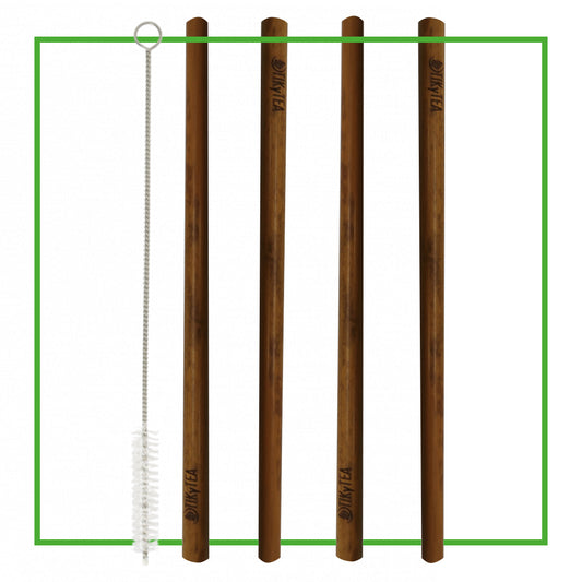 Pailles en Bamboo - Lot de 4 + Goupillon